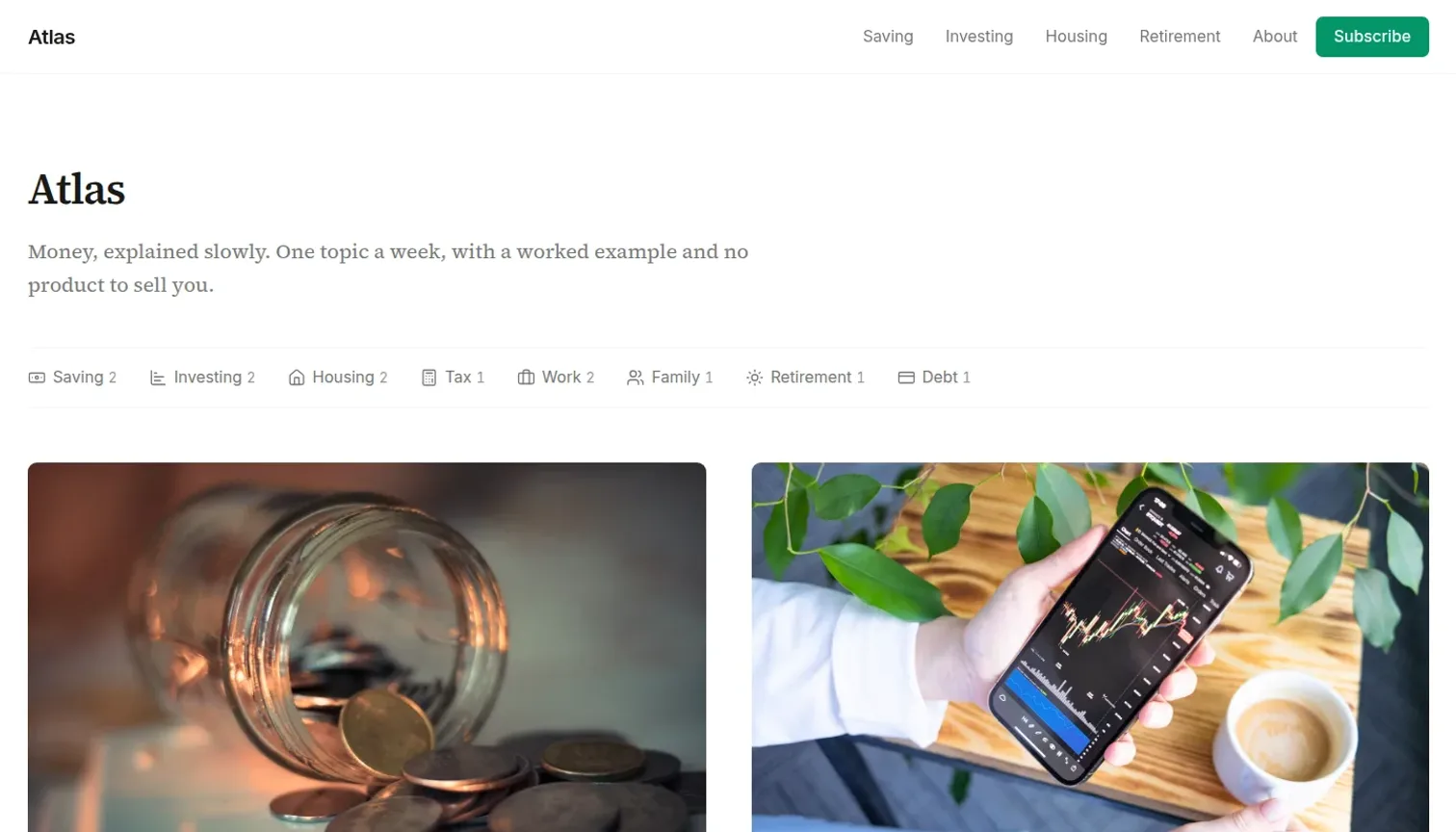Superblog: Atlas template, front page